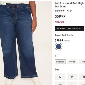 Lane Bryant Women's Dark Blue Wide-Leg Jeans